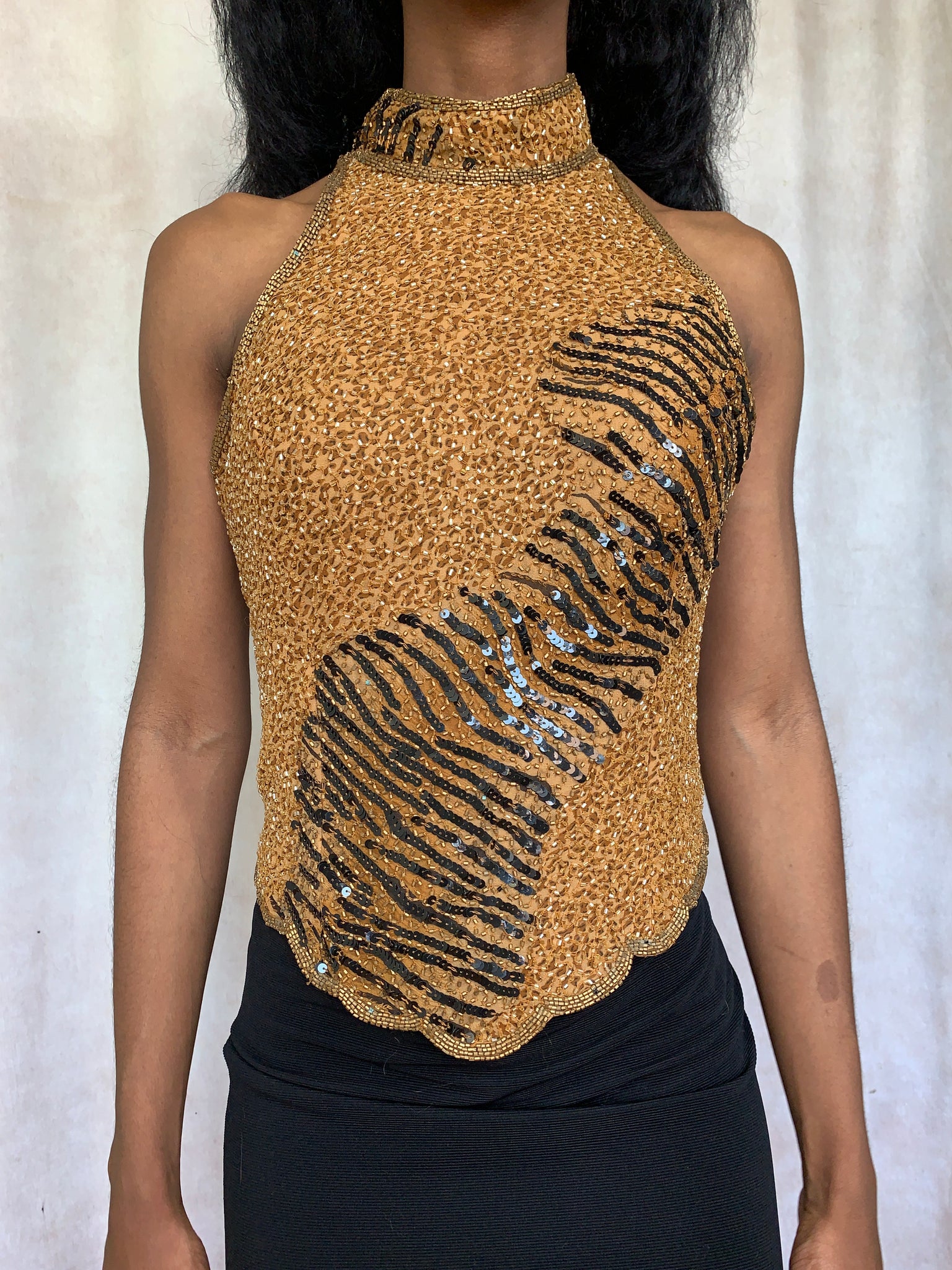 Beaded Animal Print Halter