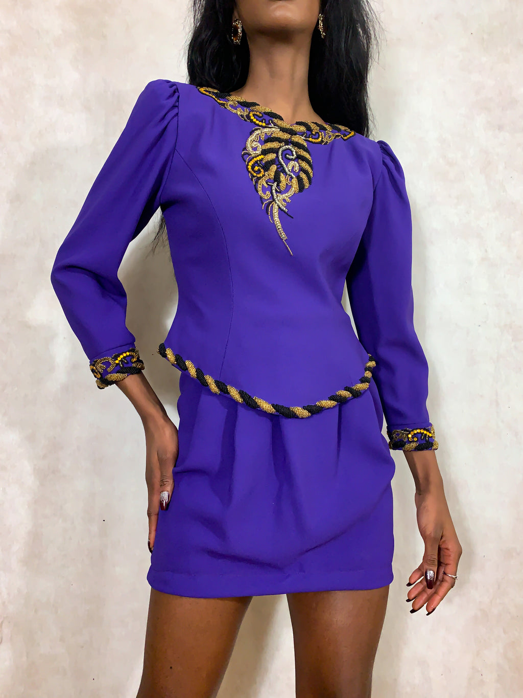 Purple Beaded Skirt Set sz Small